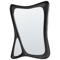 Specchio da parete in vetro con cornice nera in PU 70 x 100 cm con cornice curva