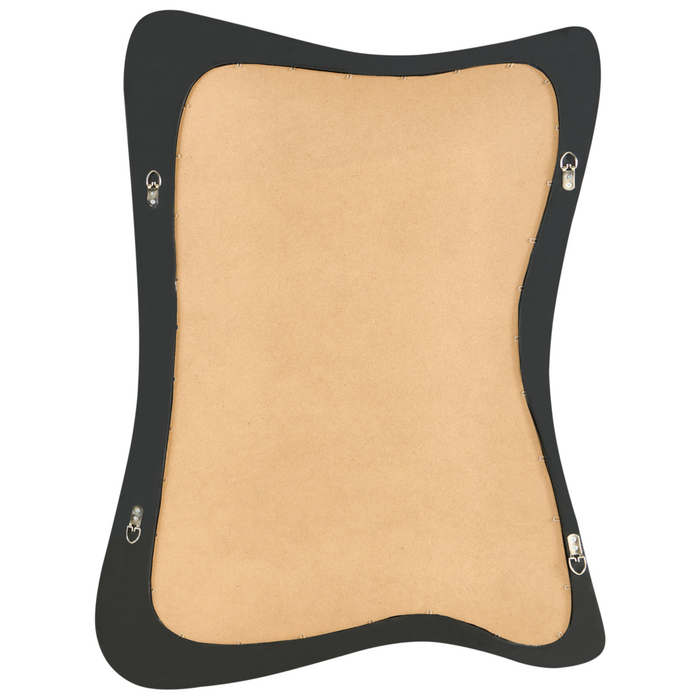 Specchio da parete in vetro con cornice nera in PU 70 x 100 cm con cornice curva