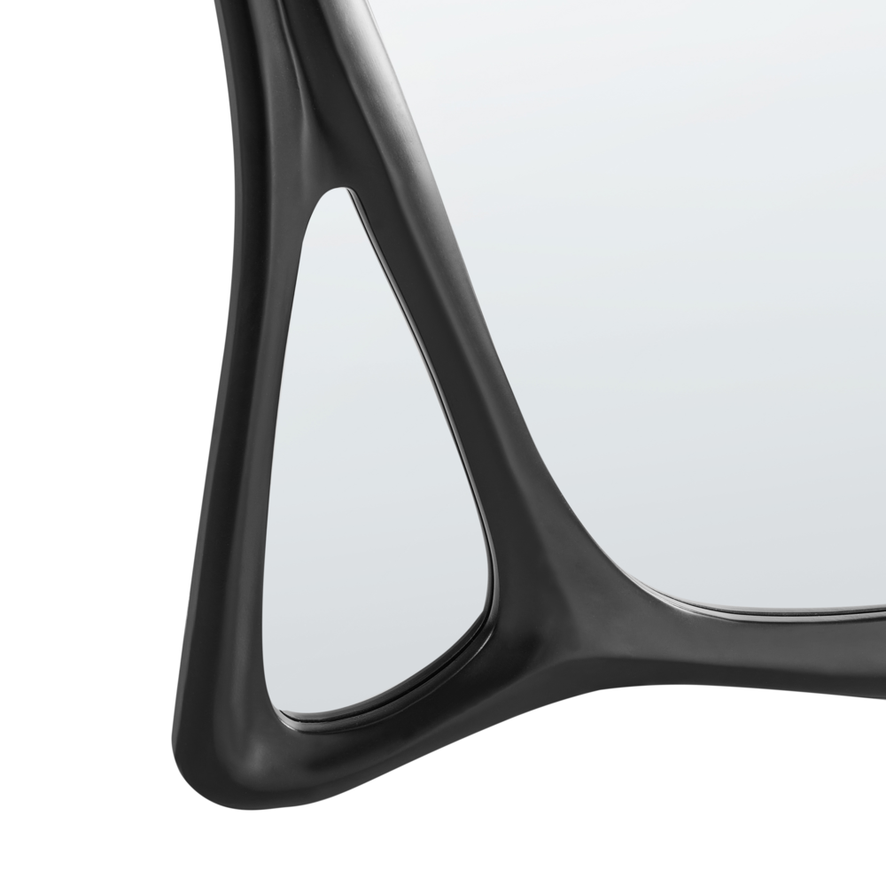 Specchio da parete in vetro con cornice nera in PU 70 x 100 cm con cornice curva