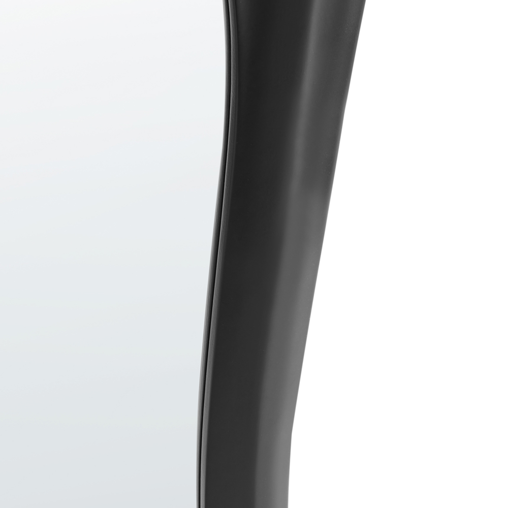 Specchio da parete in vetro con cornice nera in PU 70 x 100 cm con cornice curva