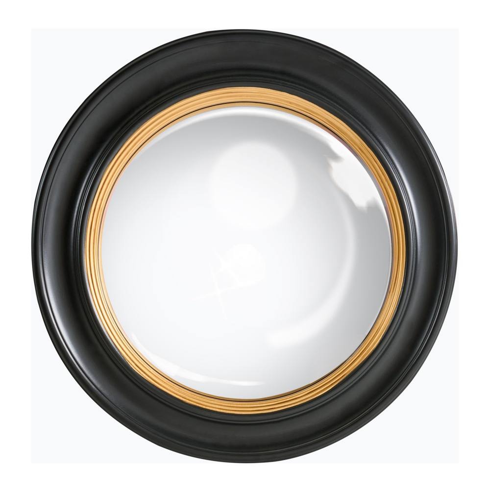 Specchio nero da parete 66 x 66 cm con cornice decorativa moderna rotonda