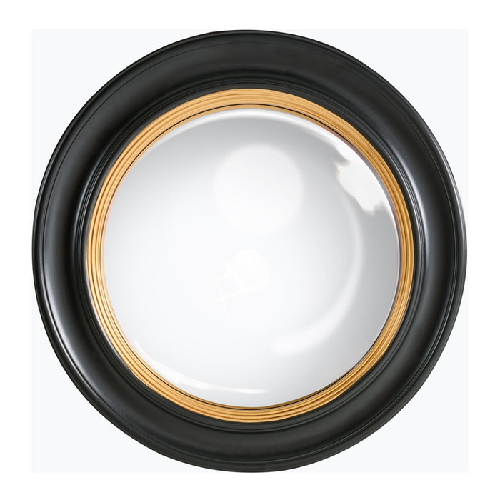 Specchio nero da parete 66 x 66 cm con cornice decorativa moderna rotonda