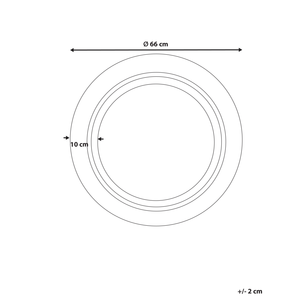 Specchio nero da parete 66 x 66 cm con cornice decorativa moderna rotonda