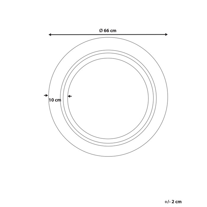 Specchio nero da parete 66 x 66 cm con cornice decorativa moderna rotonda