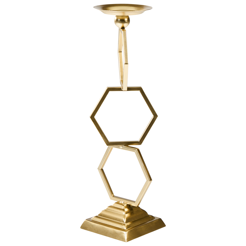 Portacandele in ferro dorato 44 cm per candele a colonna Stile tradizionale Glamour