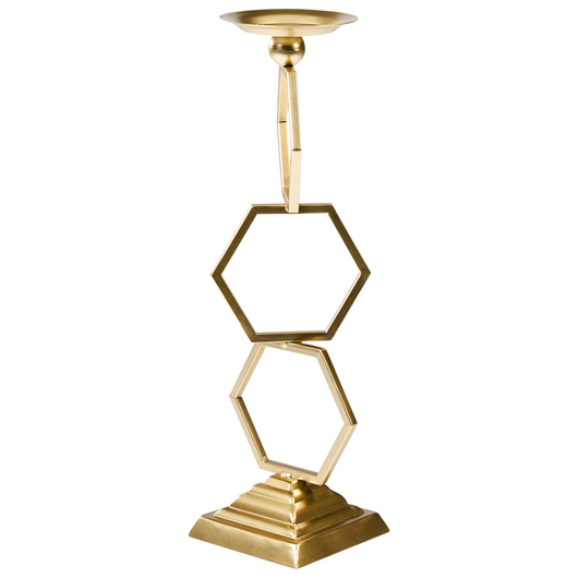 Portacandele in ferro dorato 44 cm per candele a colonna Stile tradizionale Glamour