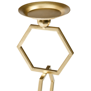 Portacandele in ferro dorato 44 cm per candele a colonna Stile tradizionale Glamour