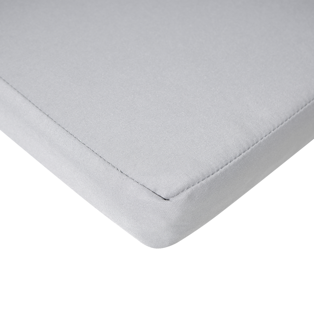 Set da pranzo da giardino a 6 posti in legno di acacia e sedie pieghevoli con cuscini grigio chiaro regolabili per esterni in stile country