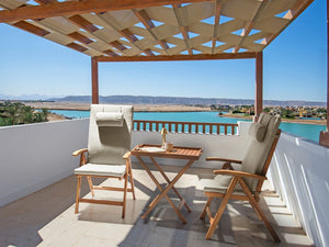 Set da bistrot da giardino Tavolo in legno di acacia 2 sedie con cuscini tortora pieghevole resistente ai raggi UV