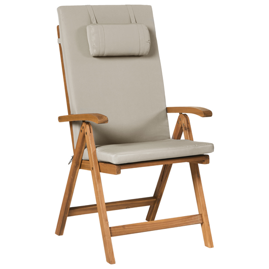 Set da bistrot da giardino Tavolo in legno di acacia 2 sedie con cuscini tortora pieghevole resistente ai raggi UV