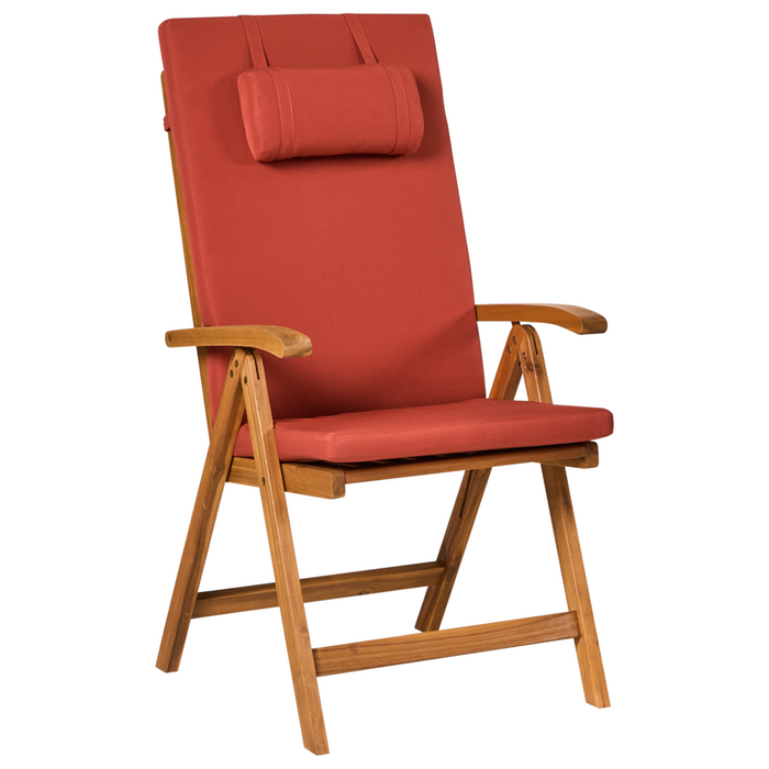 Set da bistrot da giardino Tavolo in legno di acacia 2 sedie con cuscini rosso pieghevole resistente ai raggi UV