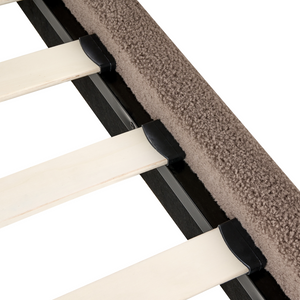 Letto singolo imbottito bouclé grigio tortora senza testiera rete a doghe 90 x 200 cm stile minimale