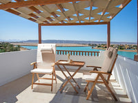 Set da bistrot da giardino Tavolo in legno di acacia 2 sedie con cuscini beige pieghevole resistente ai raggi UV