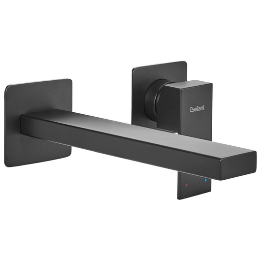 Rubinetto miscelatore a parete monocomando per lavabo in ottone con finitura nero