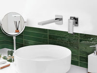 Rubinetto miscelatore a parete monocomando per lavabo in ottone con finitura argento