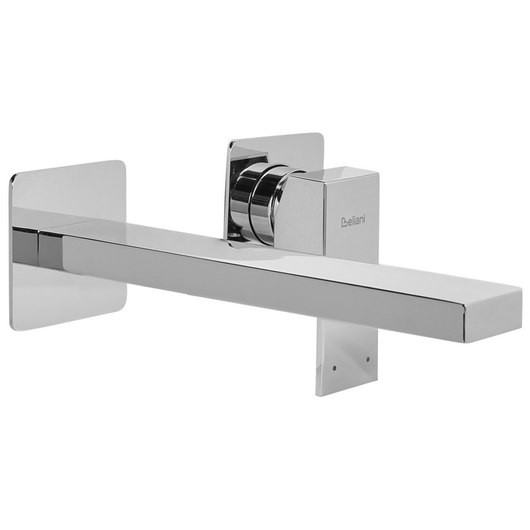 Rubinetto miscelatore a parete monocomando per lavabo in ottone con finitura argento