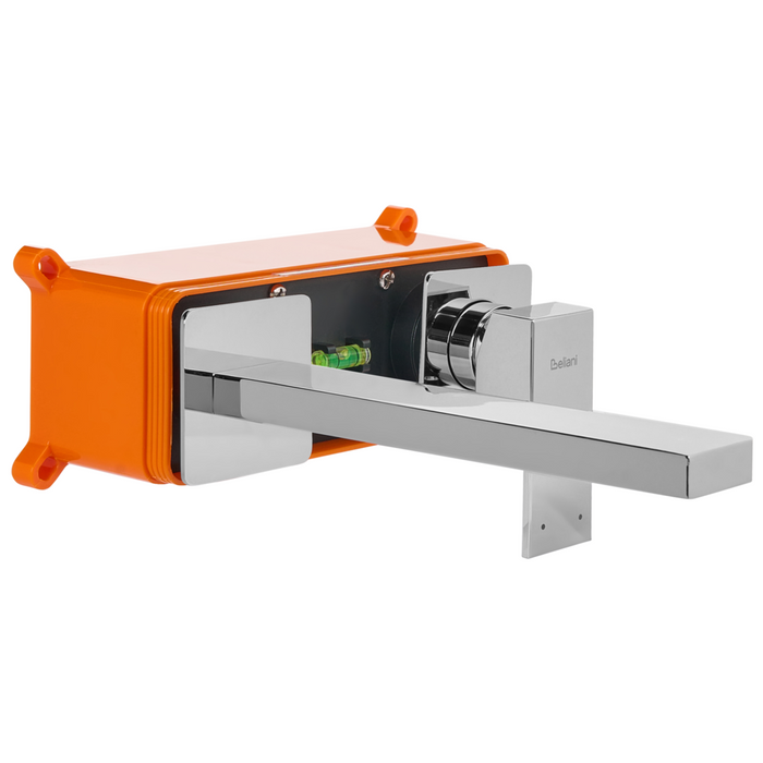 Rubinetto miscelatore a parete monocomando per lavabo in ottone con finitura argento