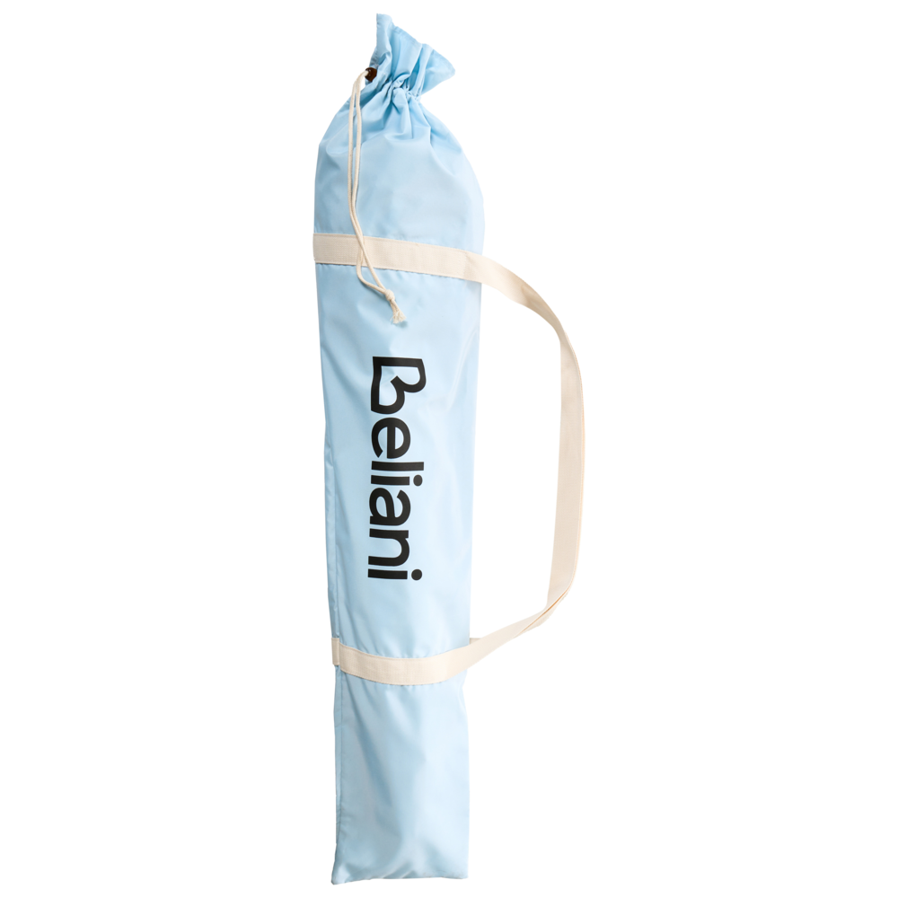 Ombrellone giardino tessuto azzurro e bianco palo in legno faggio 150 cm Ombrellone esterno rotondo giardino retrò inclinabile resistente ai raggi UV