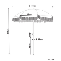 Ombrellone giardino tessuto nero e bianco palo in legno faggio 150 cm Ombrellone esterno rotondo giardino retrò inclinabile resistente ai raggi UV