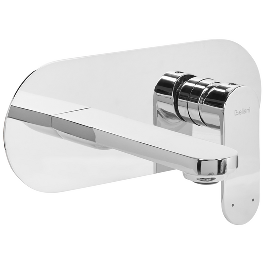 Rubinetto miscelatore per lavabo a parete in ottone argentato monocomando bagno stile moderno