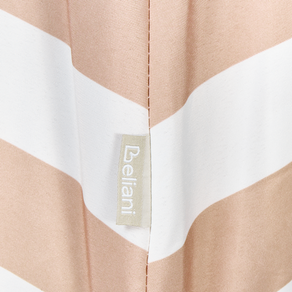 Ombrellone da giardino a baldacchino a righe beige e bianche in legno di betulla 245 cm resistente agli agenti atmosferici