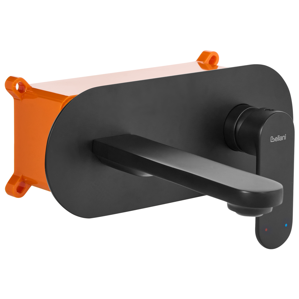 Rubinetto miscelatore per lavabo a parete in ottone nero monocomando bagno stile moderno