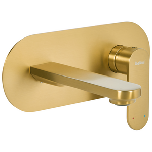 Rubinetto miscelatore per lavabo a parete in ottone oro monocomando bagno stile moderno