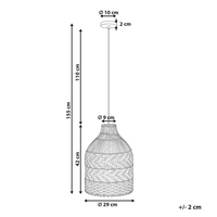 Lampada a sospensione con paralume in rattan bianco e nero intrecciato struttura in ferro stile boho