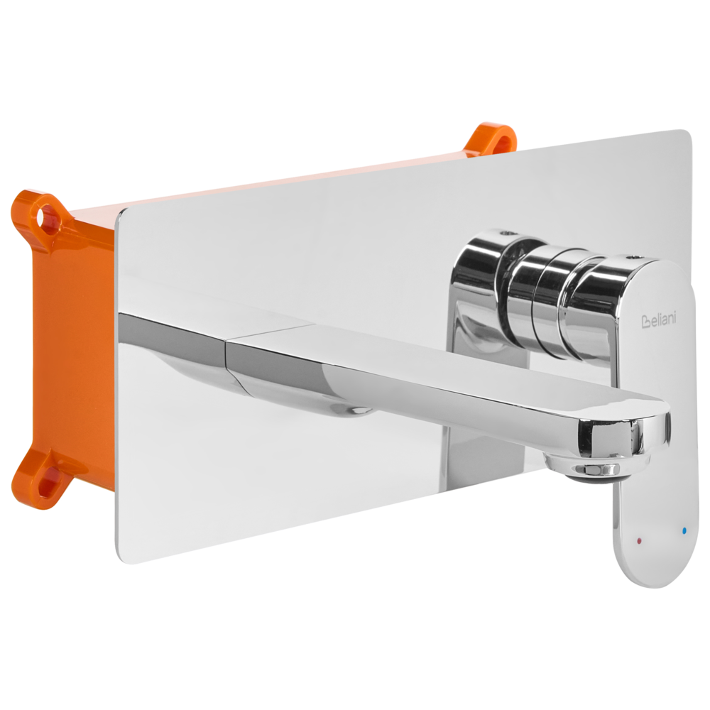 Rubinetto miscelatore per lavabo a parete in ottone argentato monocomando