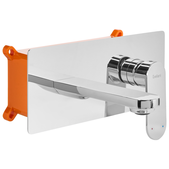 Rubinetto miscelatore per lavabo a parete in ottone argentato monocomando