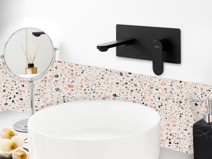 Rubinetto miscelatore per lavabo a parete in ottone nero monocomando