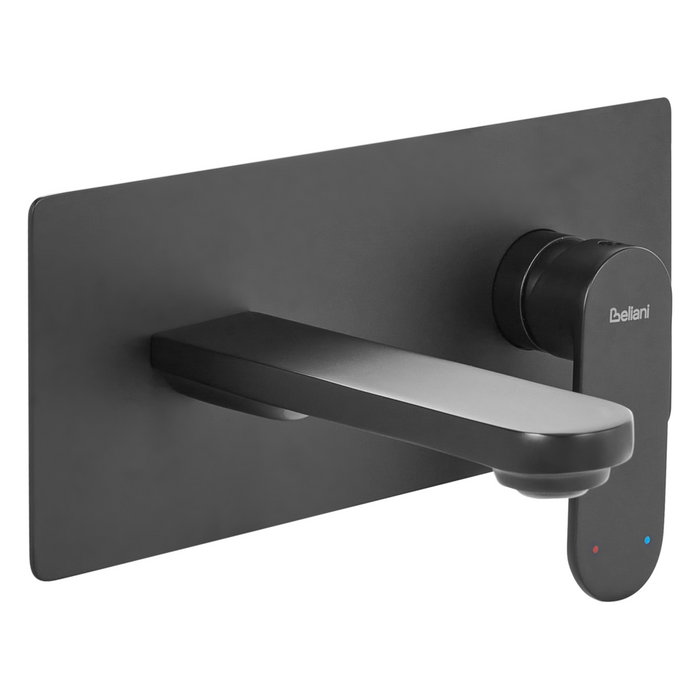 Rubinetto miscelatore per lavabo a parete in ottone nero monocomando