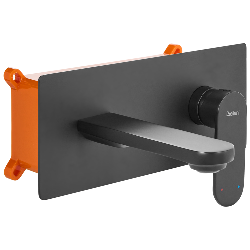 Rubinetto miscelatore per lavabo a parete in ottone nero monocomando