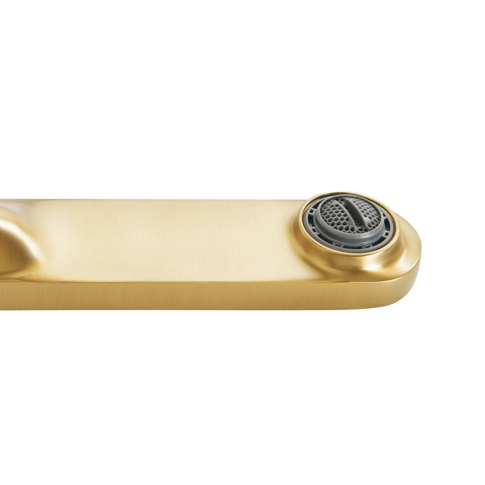 Rubinetto miscelatore per lavabo a parete in ottone oro monocomando