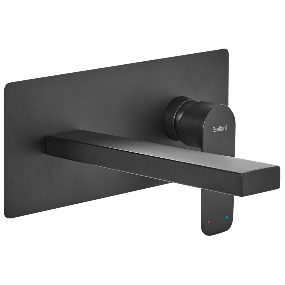 Rubinetto a parete monocomando in ottone con finitura nero stile elegante
