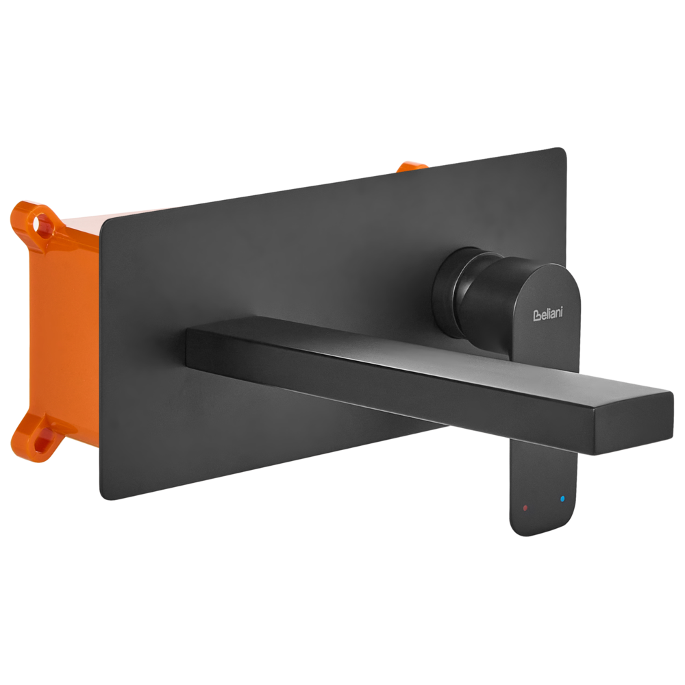 Rubinetto a parete monocomando in ottone con finitura nero stile elegante