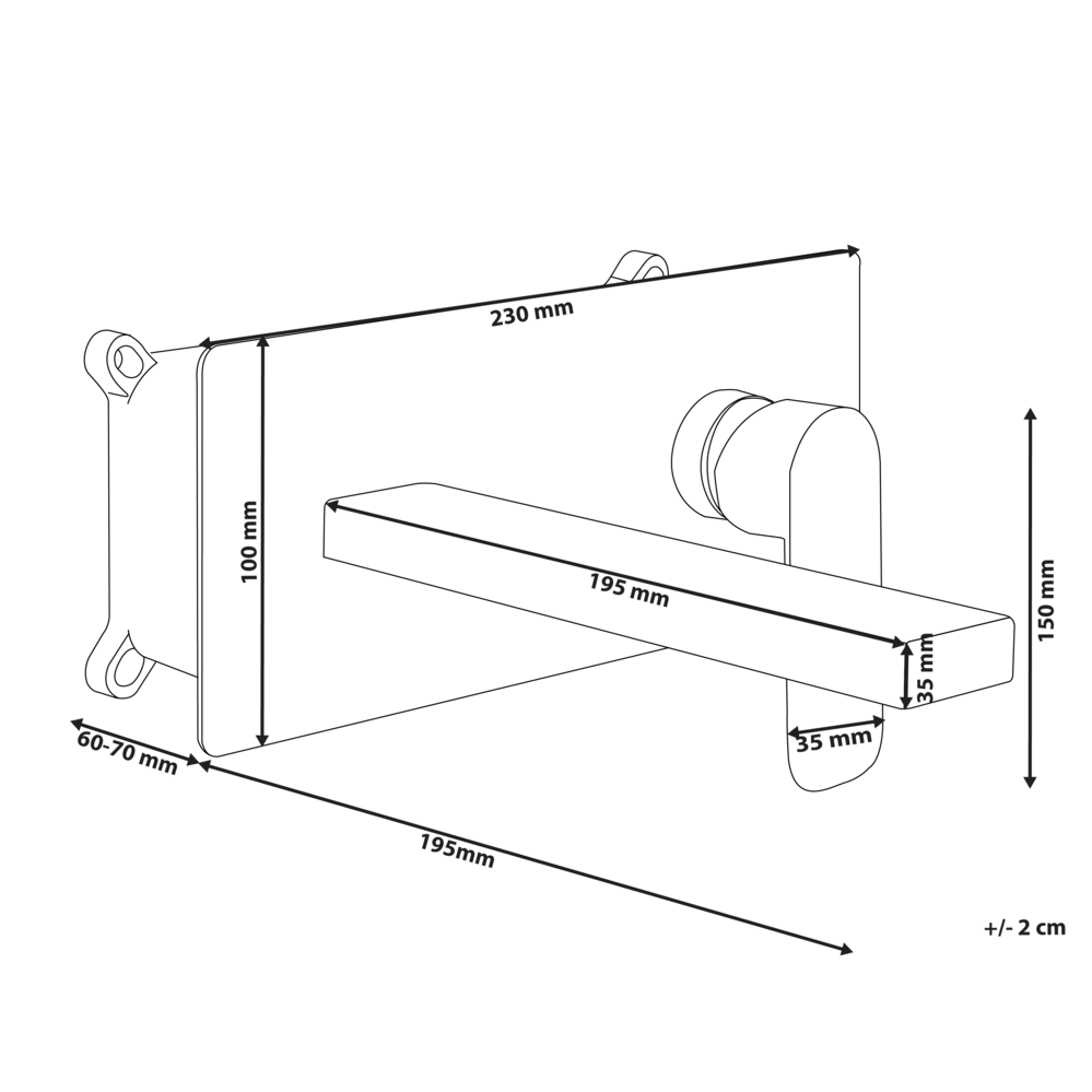 Rubinetto a parete monocomando in ottone con finitura nero stile elegante