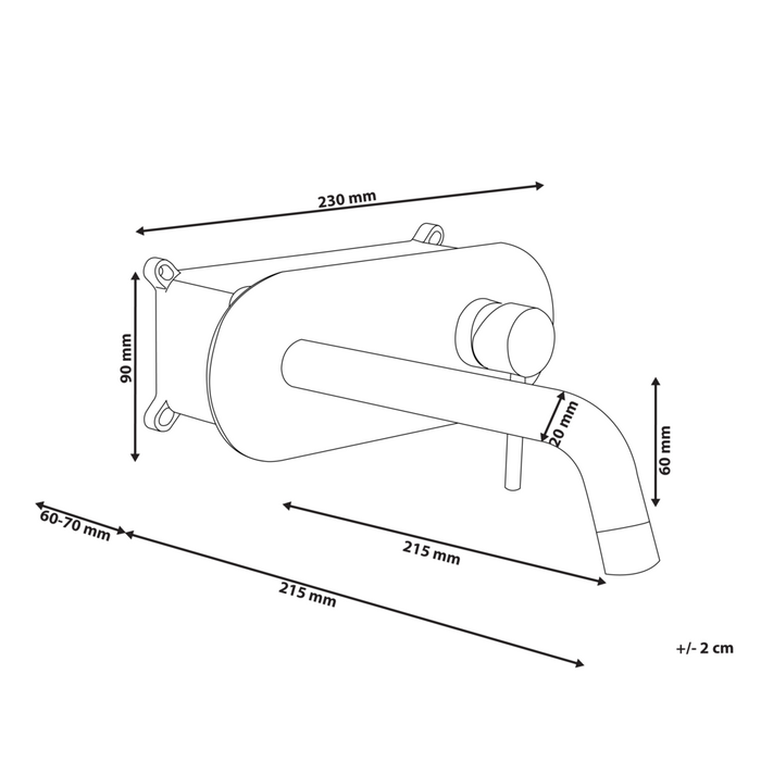 Rubinetto miscelatore per lavabo a parete in ottone argentato monocomando bagno elegante