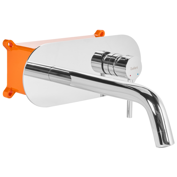 Rubinetto miscelatore per lavabo a parete in ottone argentato monocomando bagno elegante