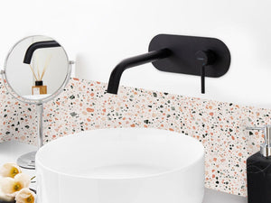 Rubinetto miscelatore per lavabo a parete in ottone nero monocomando bagno elegante