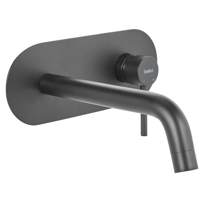 Rubinetto miscelatore per lavabo a parete in ottone nero monocomando bagno elegante