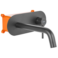 Rubinetto miscelatore per lavabo a parete in ottone nero monocomando bagno elegante