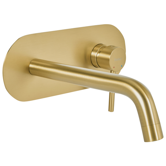 Rubinetto miscelatore per lavabo a parete in ottone oro monocomando bagno elegante