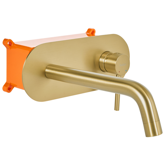 Rubinetto miscelatore per lavabo a parete in ottone oro monocomando bagno elegante