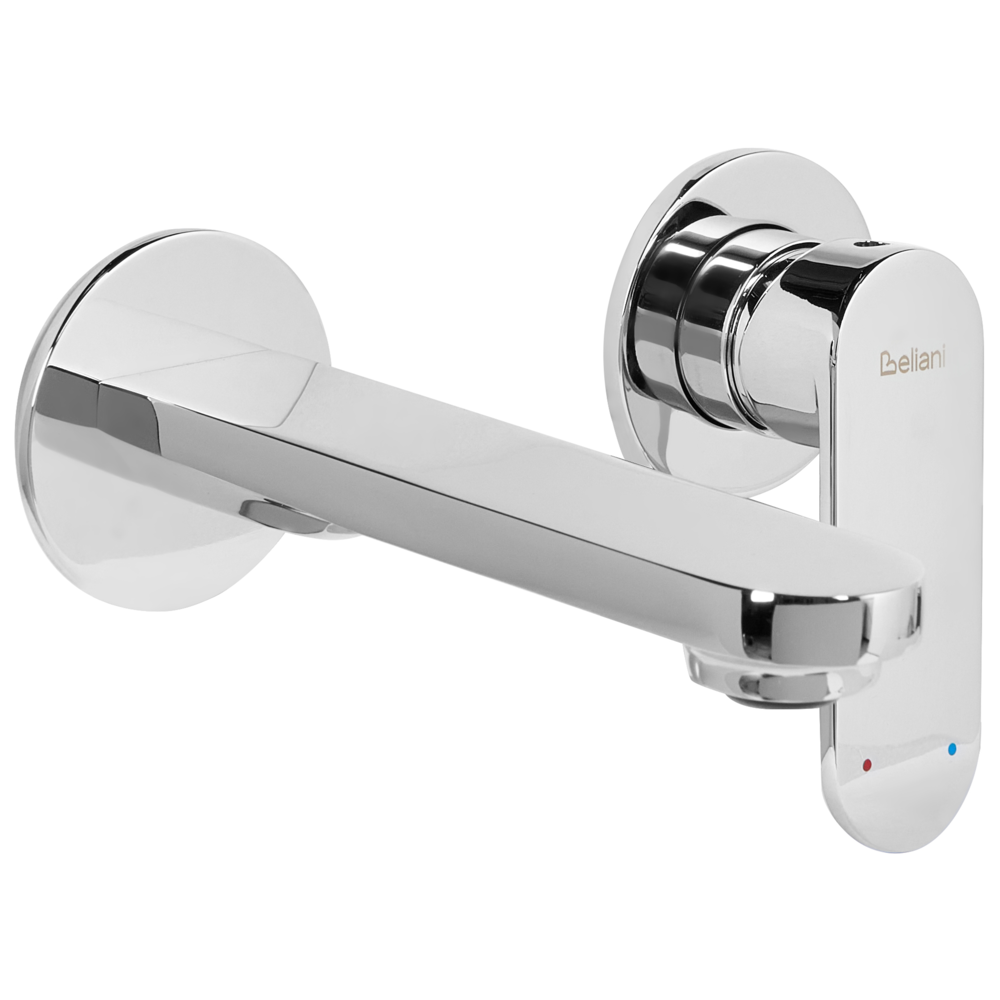 Miscelatore monocomando a parete per lavabo in ottone argento stile elegante