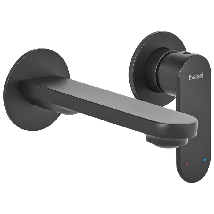 Miscelatore monocomando a parete per lavabo in ottone nero stile elegante