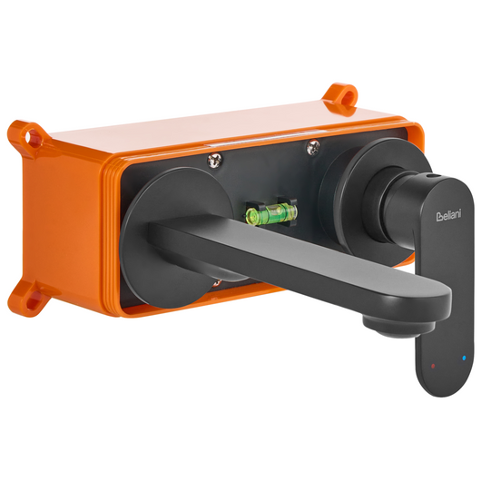 Miscelatore monocomando a parete per lavabo in ottone nero stile elegante