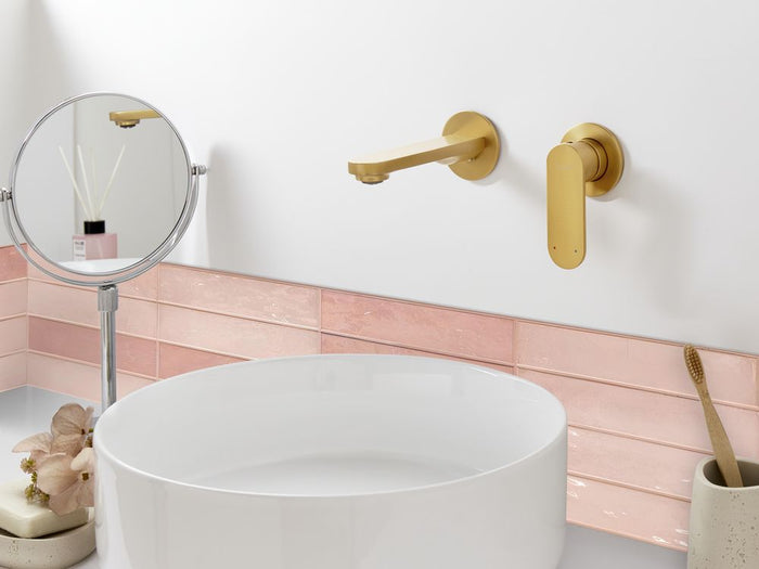 Miscelatore monocomando a parete per lavabo in ottone oro stile elegante