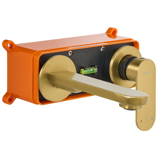 Miscelatore monocomando a parete per lavabo in ottone oro stile elegante