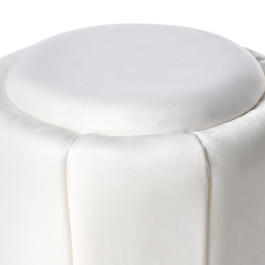 Pouf Velluto bianco con Base dorata ø 43 cm Poggiapiedi stile elegante glamour